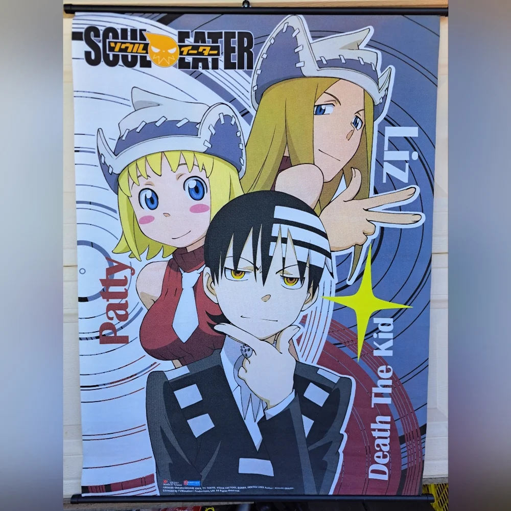 Large Anime Wall Scroll Soul Eater Death The Kid Liz & Patty Screen 31x43 inch